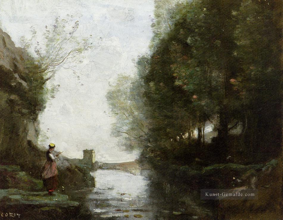 Le cours deau a la Tour Carrée plein air Romantik Jean Baptiste Camille Corot Ölgemälde